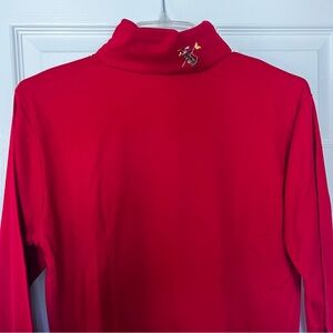 PBJ‎ Sport Turtleneck Women’s Large Red  Golf Embroidered on Neck NWOT Vintage